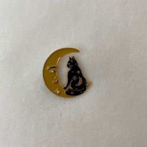 2/$16 Celestial Black Cat Moon Enamel Pin